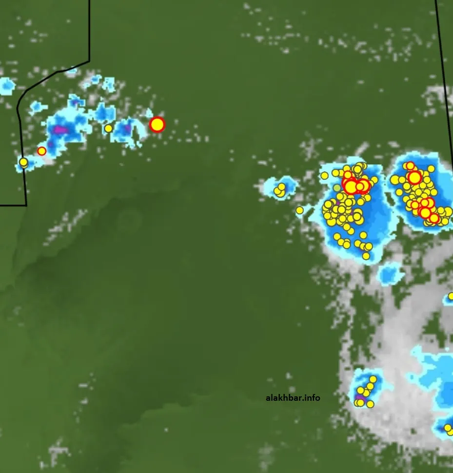 خارطة انتشار السحب اليوم عند الساعة 15:40
