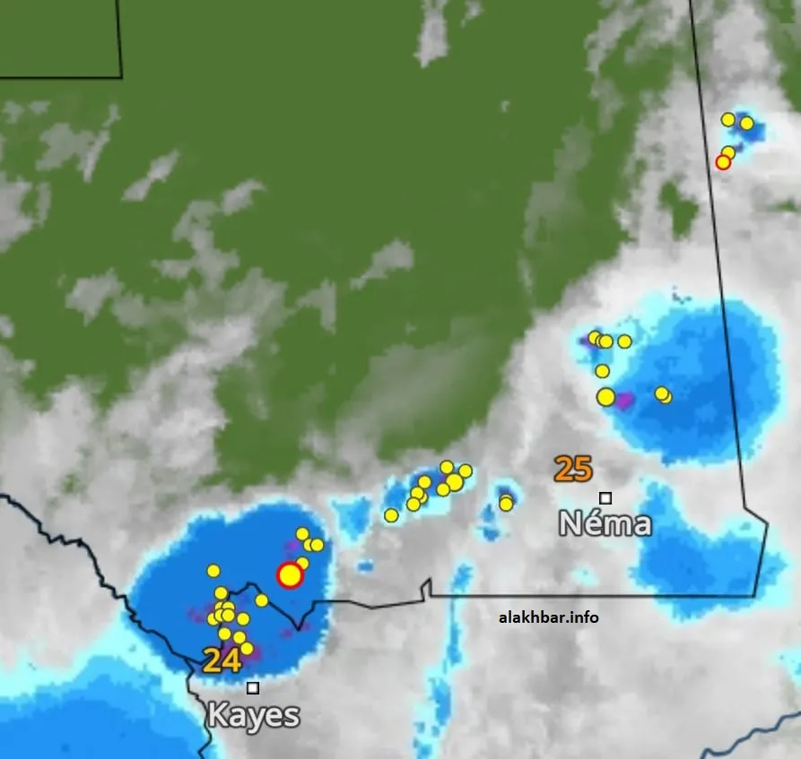 خارطة انتشار السحب الماطرة صباح اليوم