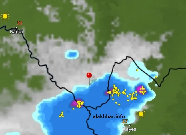 خارطة انتشار السحب الساعة 10:50، الإشارة عند سيلبابى