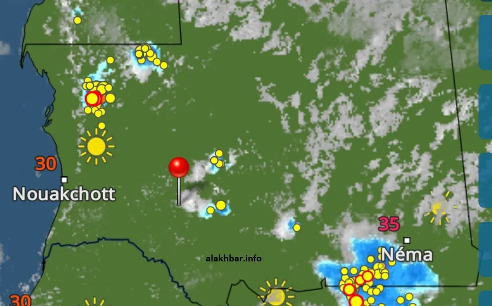 خارطة انتشار السحب عند الساعة 18:10