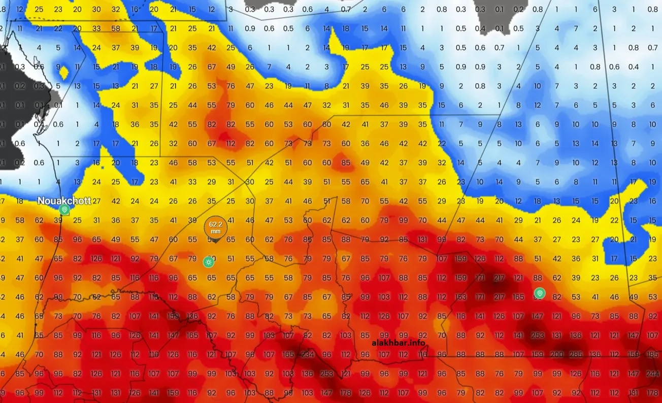الكمية التراكمية المتوقعة من الأربعاء وحتى 18 أغسطس بإذن الله تعالى