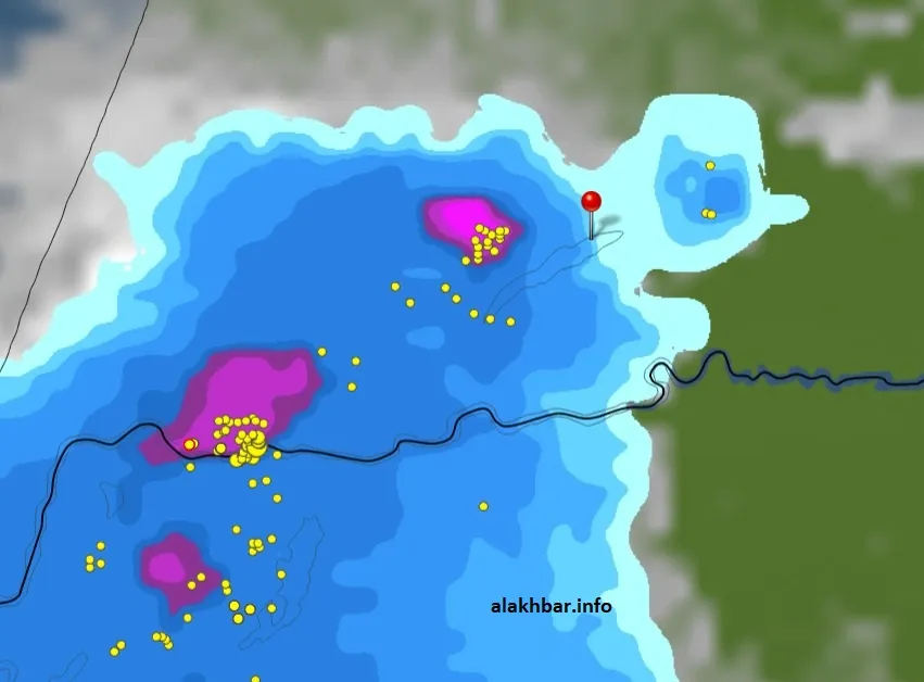 خارطة انتشار السحب الماطرة الغزيرة مساء اليوم على جنوب ولاية الترار?