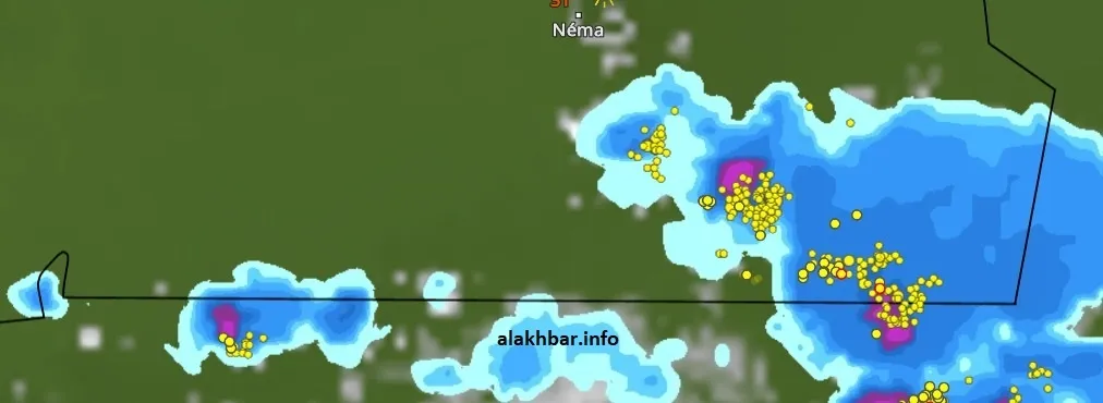 خارطة انتشار السحب الماطرة عند الساعة: 16:50 دقيقة