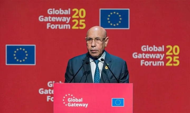 الرئيس محمد ولد الغزواني خلال خطابه في افتتاح المنتدى الثاني للبواب?