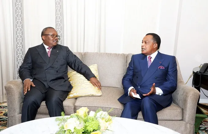 رئيس الكونغو برازافيل ديني ساسو نغيسو، خلال لقاء سابق مع رئيس غينيا ?