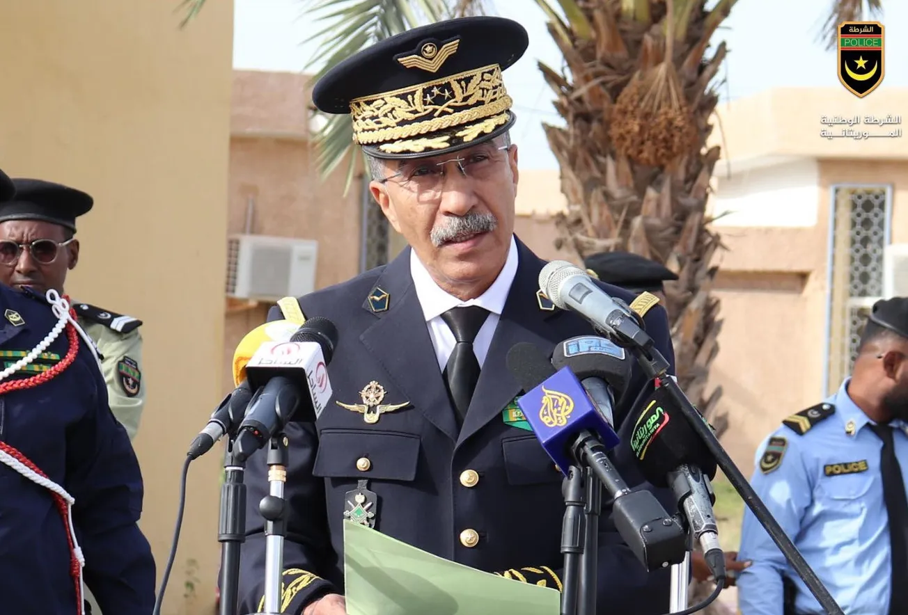 المدير العام للأمن الوطني الفريق محمد ولد الحريطاني خلال خطابه أمس ا