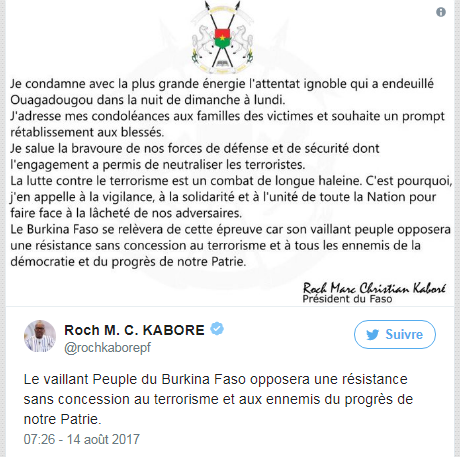 بيان الرئاسة البوركينية.